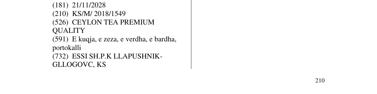 Zëri i markës Sritea në buletin