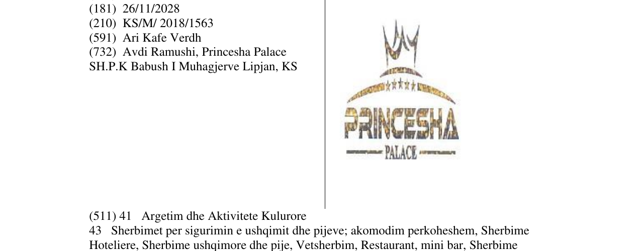Zëri i markës PRINCESHA në buletin