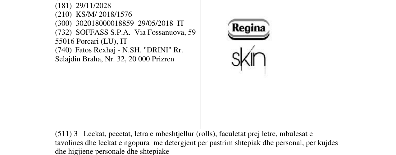 Zëri i markës Regina skin në buletin
