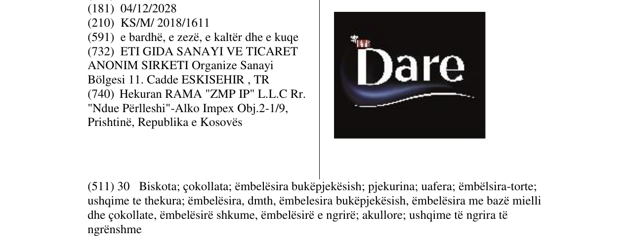Zëri i markës Dare në buletin