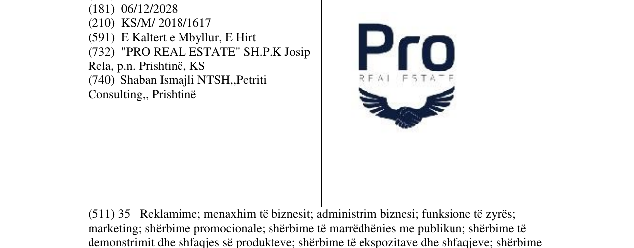 Zëri i markës Pro REAL ESTATE në buletin