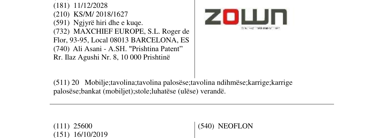 Zëri i markës ZOWN CONTRACT DESIGN FACTORY në buletin