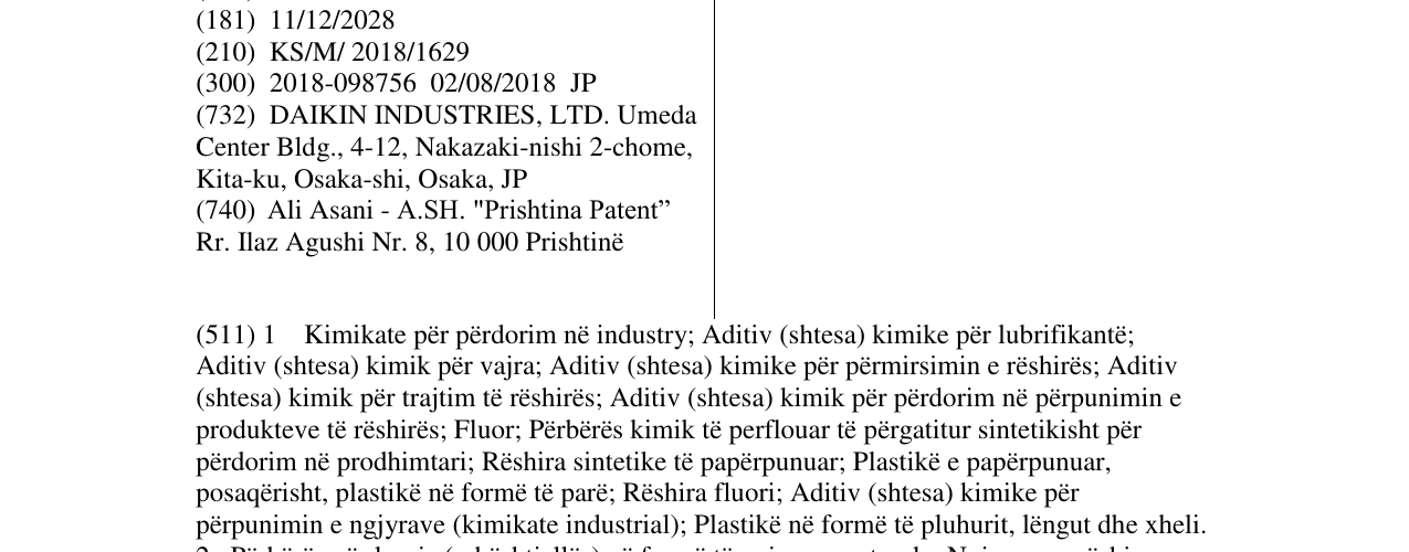 The entry of the trademark POLYFLON in the bulletin