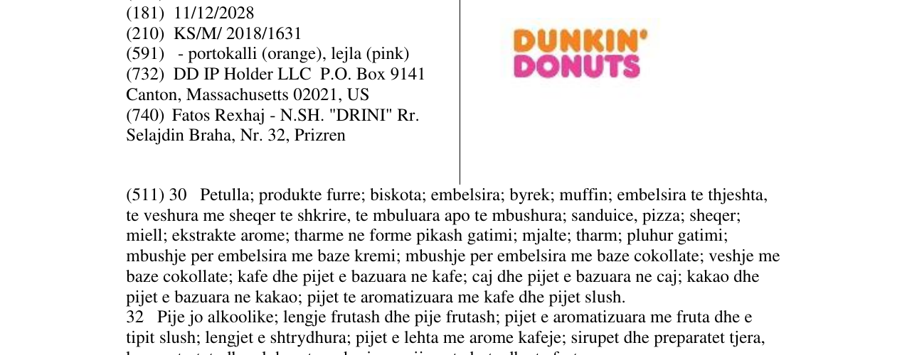 Zëri i markës Dunkin' Donuts në buletin