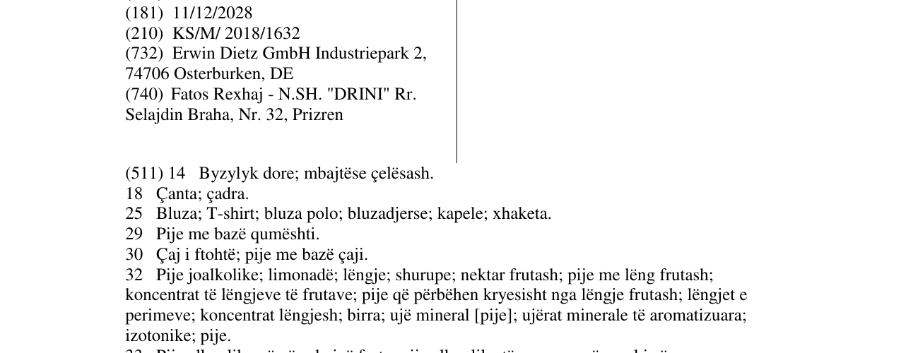 Der Eintrag der Marke White Colombia im Bulletin