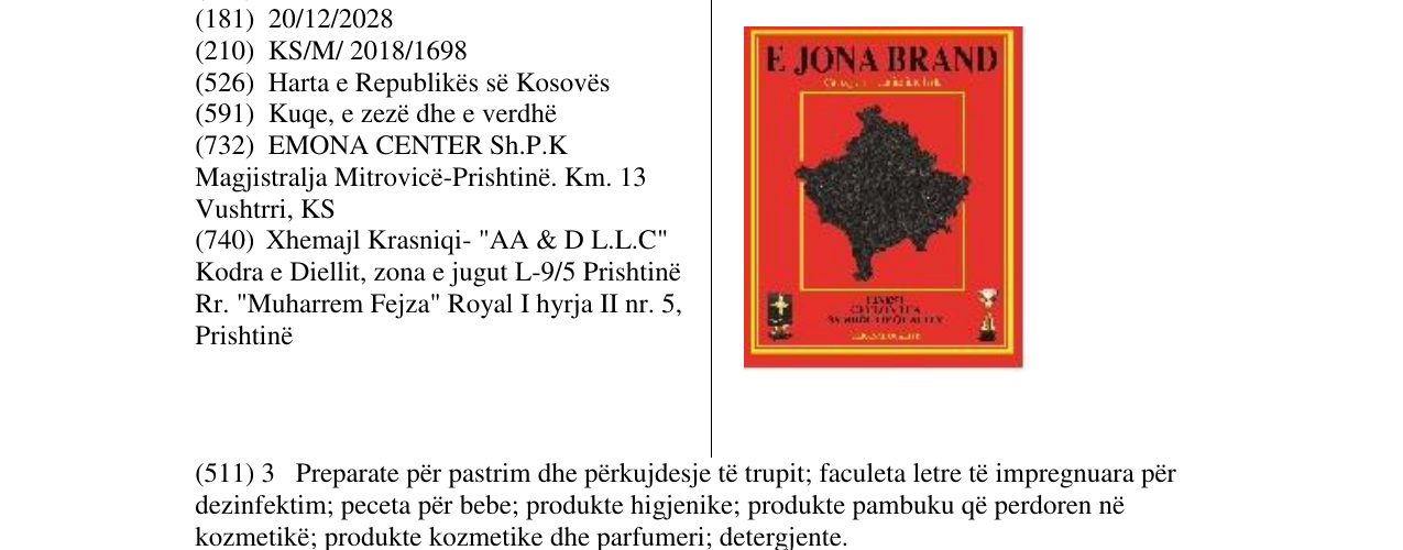 Zëri i markës E JONA BRAND në buletin