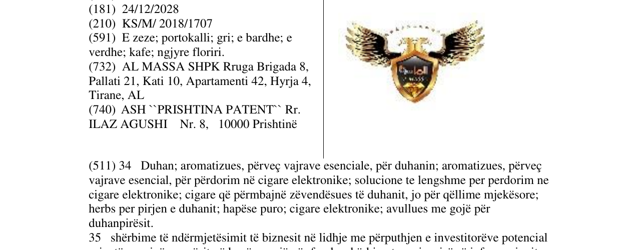 Zëri i markës AL MASSA në buletin