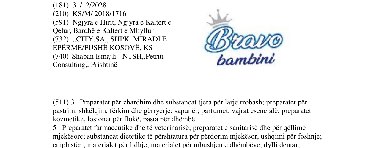 Zëri i markës Bravo bambini në buletin