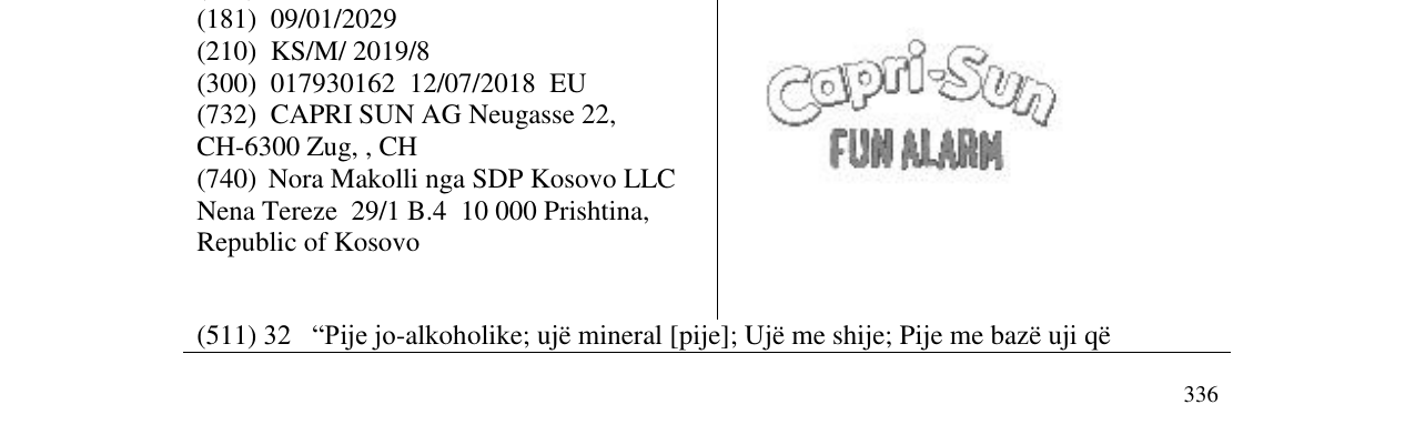 Zëri i markës Capri-Sun FUN ALARM në buletin