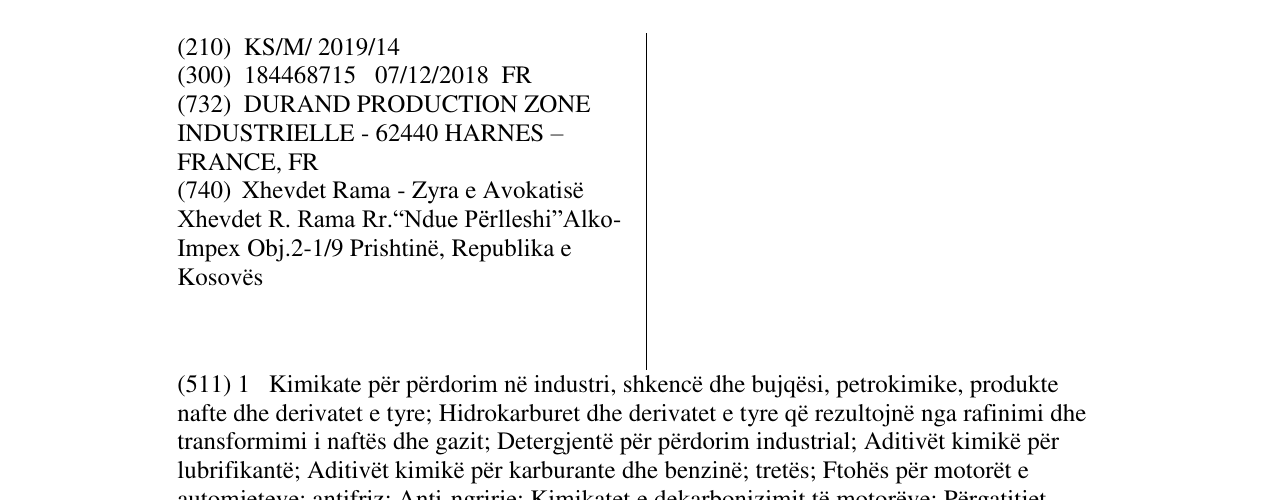 Zëri i markës DURAND PRODUCTION në buletin