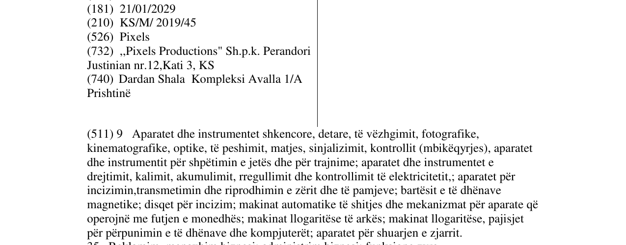 Zëri i markës Pixels në buletin