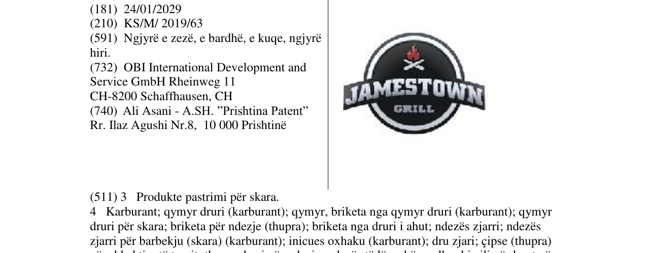 Zëri i markës JAMESTOWN në buletin