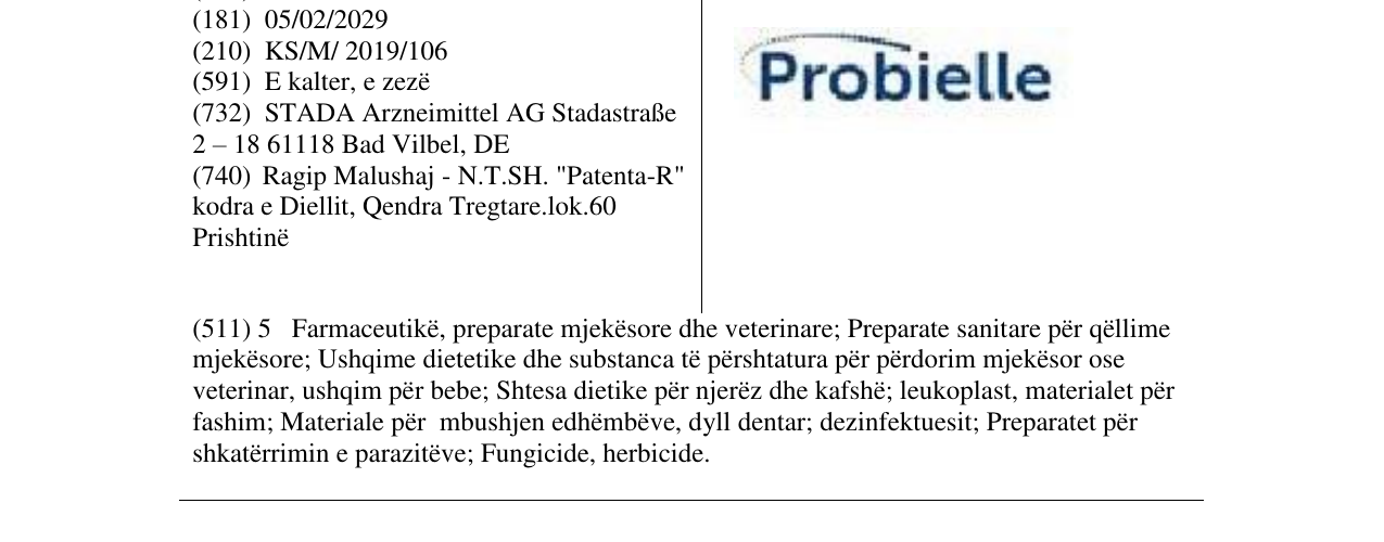 Zëri i markës Probielle në buletin