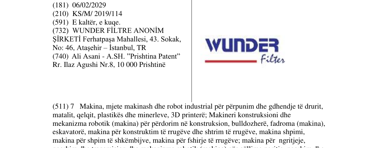 Zëri i markës WUNDER Filter në buletin