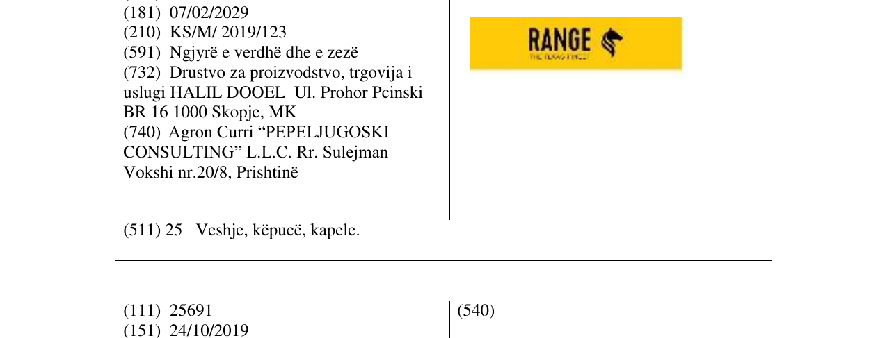 Zëri i markës RANGE në buletin