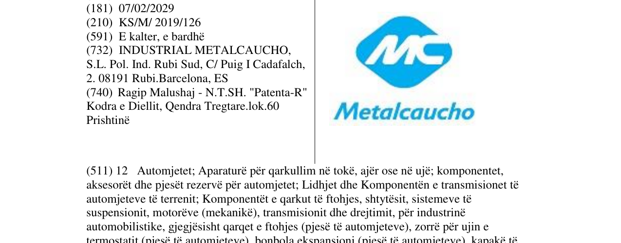 Zëri i markës Metalcaucho në buletin