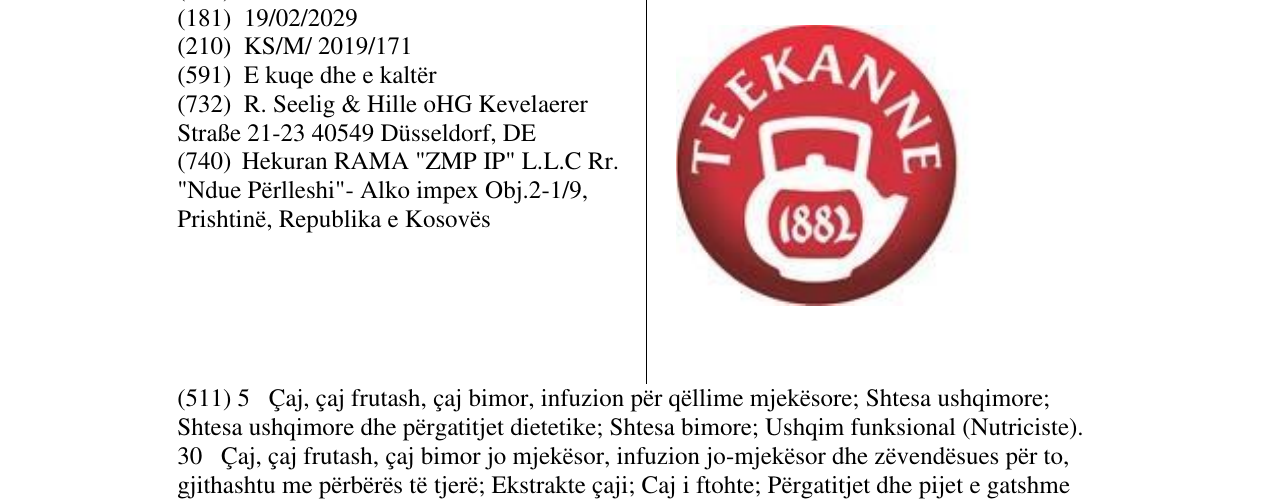 Zëri i markës TEEKANNE në buletin