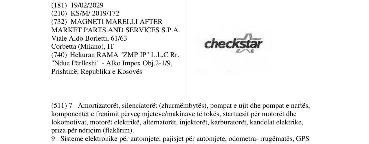 Zëri i markës checkstar në buletin