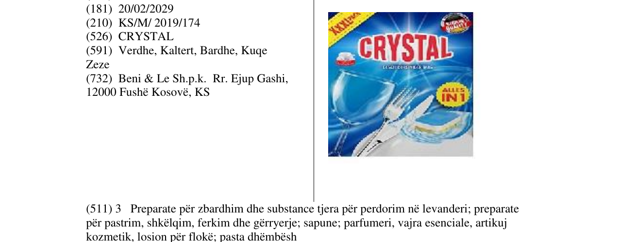 Zëri i markës CRYSTAL në buletin