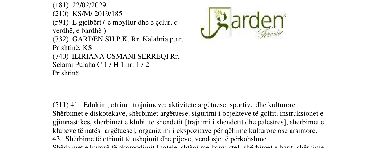 Zëri i markës garden në buletin