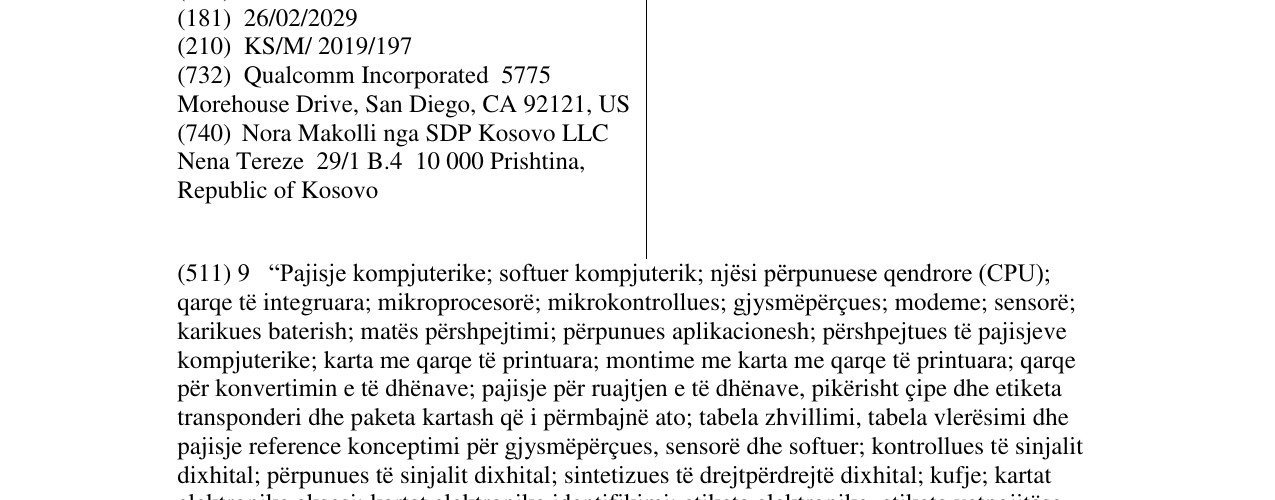 Zëri i markës QUALCOMM në buletin
