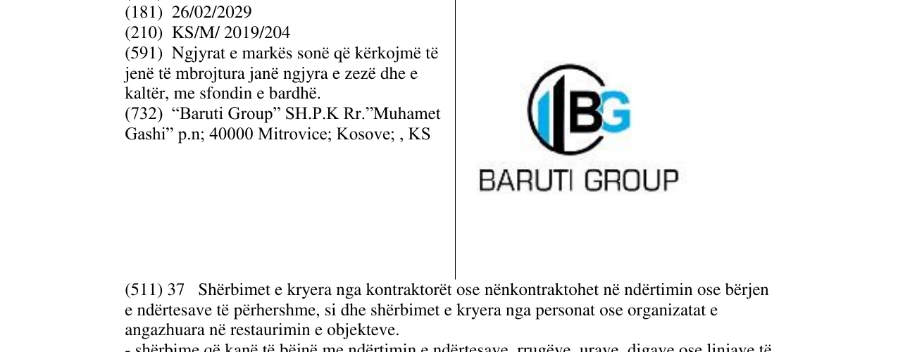 Zëri i markës BARUTI GROUP në buletin