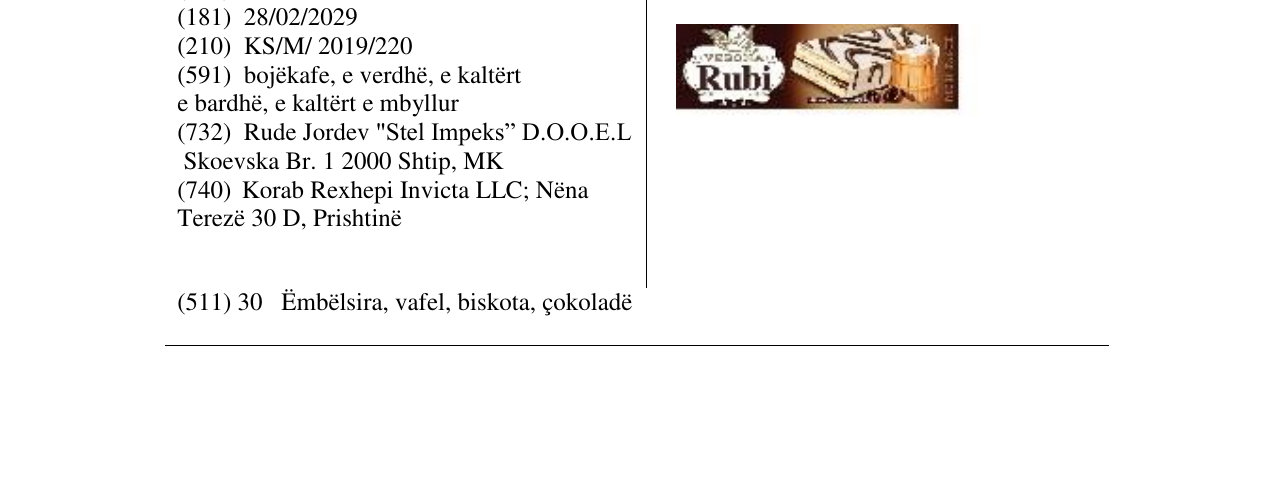 Zëri i markës Rubi në buletin