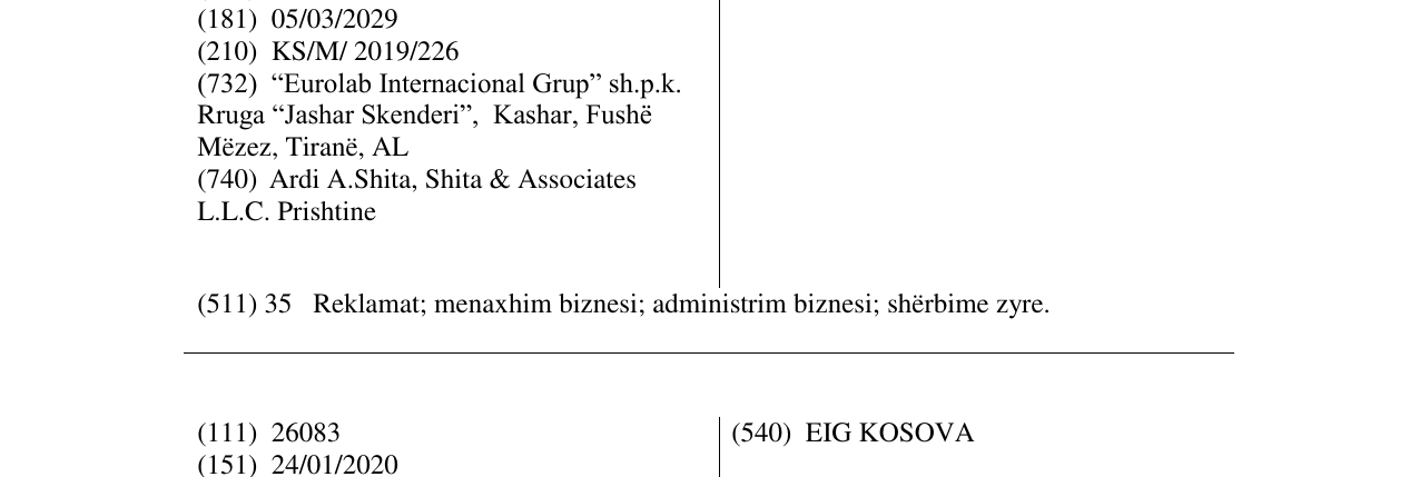 Zëri i markës EUROLAB në buletin