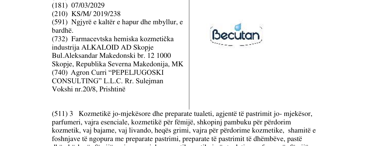 Zëri i markës Becutan në buletin