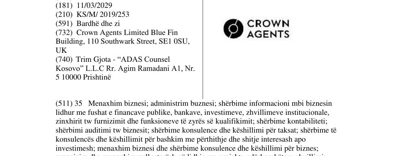Zëri i markës CROWN AGENTS në buletin