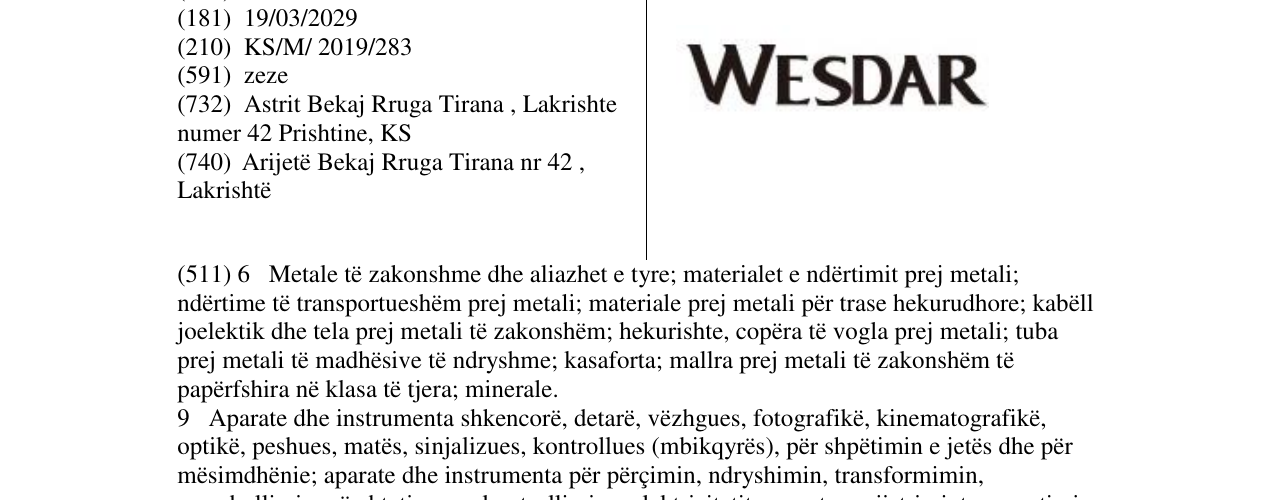 Zëri i markës WESDAR në buletin