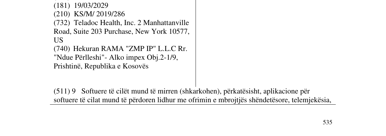 Zëri i markës TELADOC HEALTH në buletin