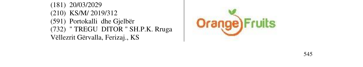 Zëri i markës Orange Fruits në buletin