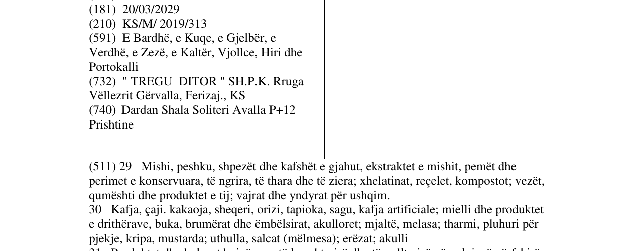 Zëri i markës Orange Fruits në buletin