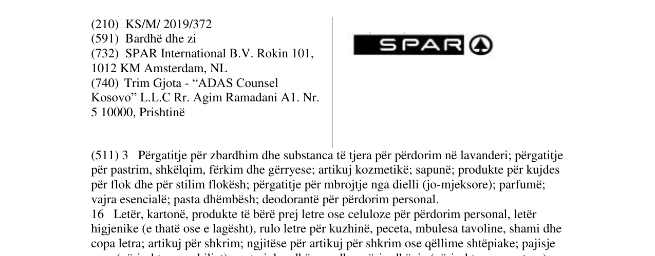 Zëri i markës SPAR në buletin