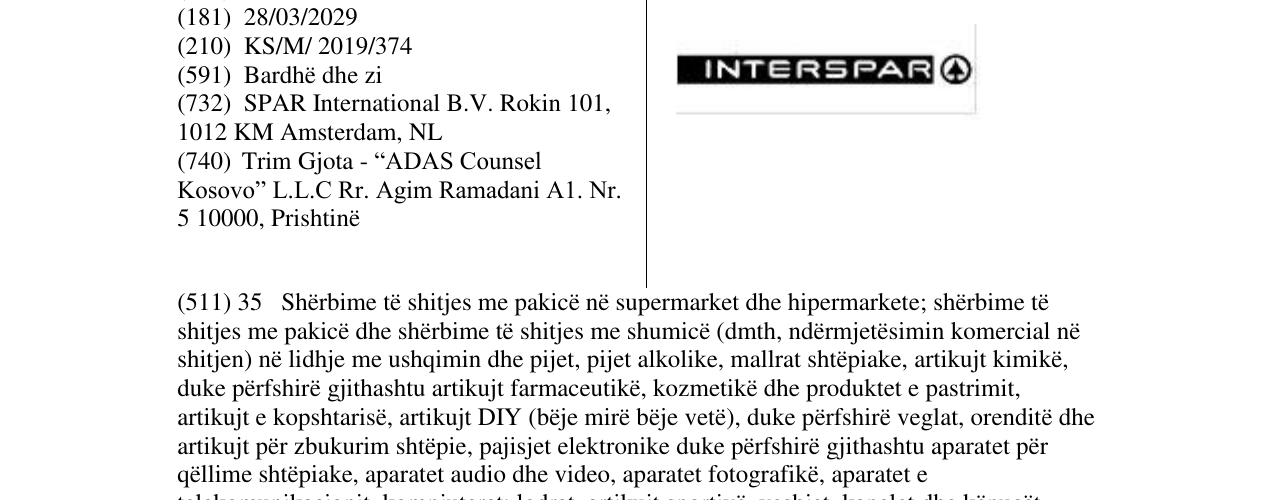 Zëri i markës INTERSPAR në buletin