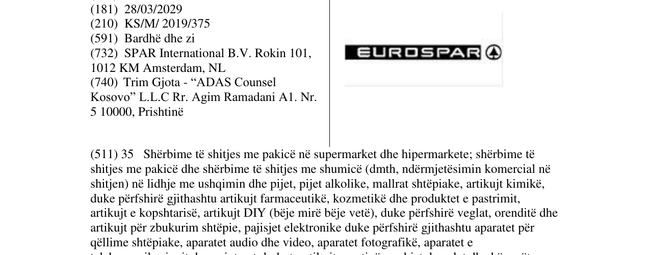 Zëri i markës EUROSPAR në buletin