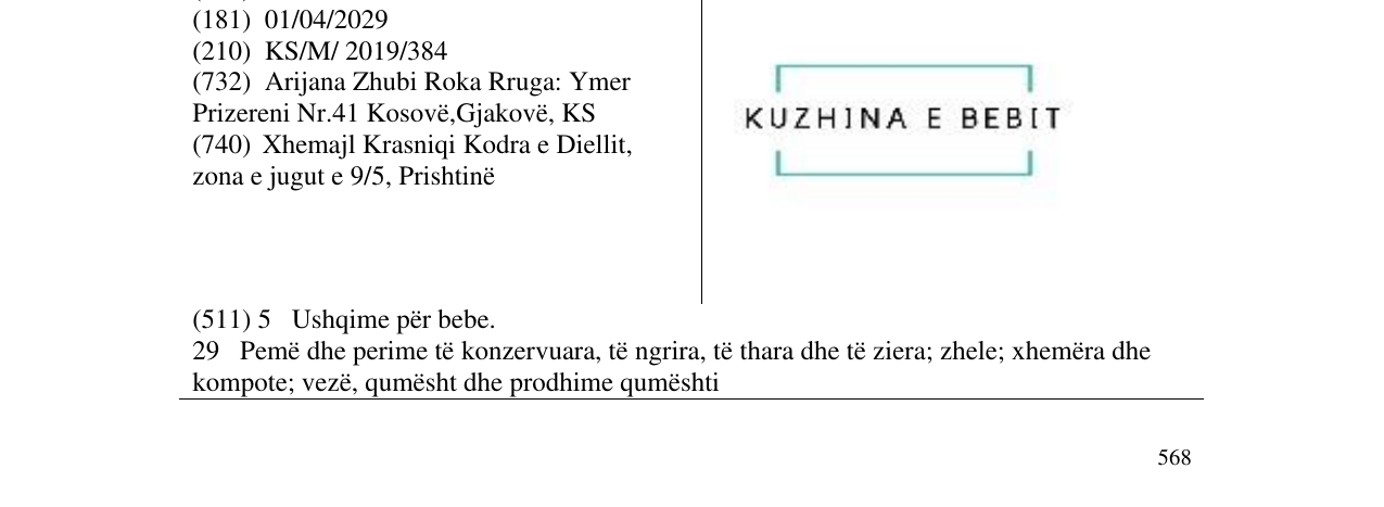 Zëri i markës KUZHINA E BEBIT në buletin