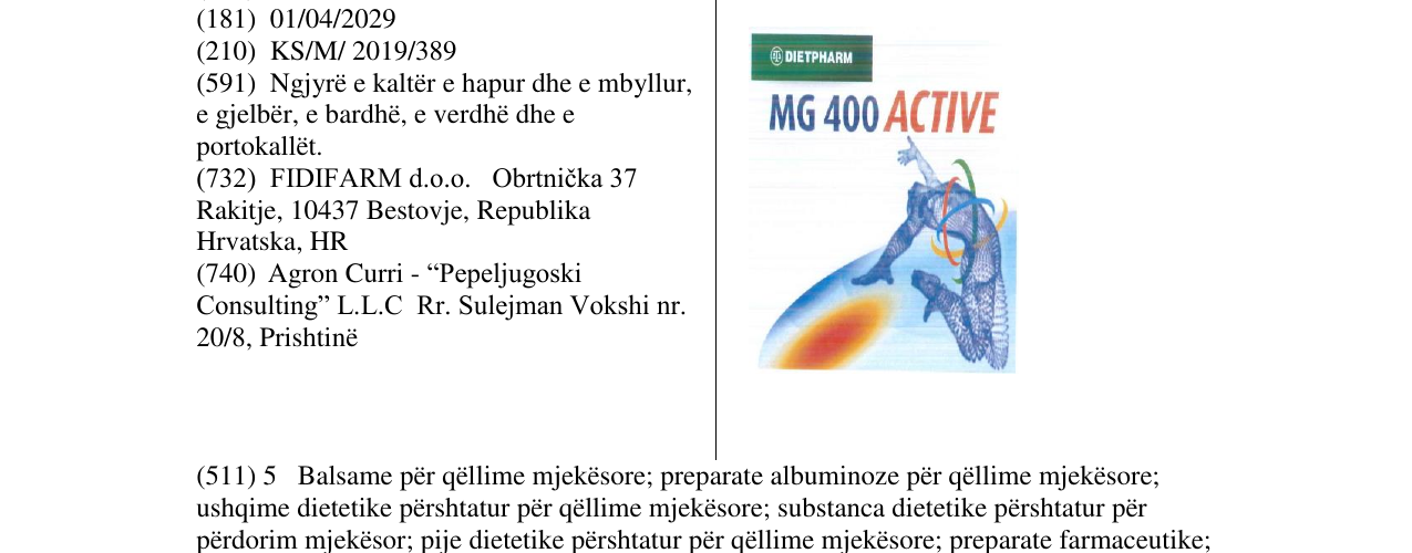 Zëri i markës MG 400 ACTIVE në buletin