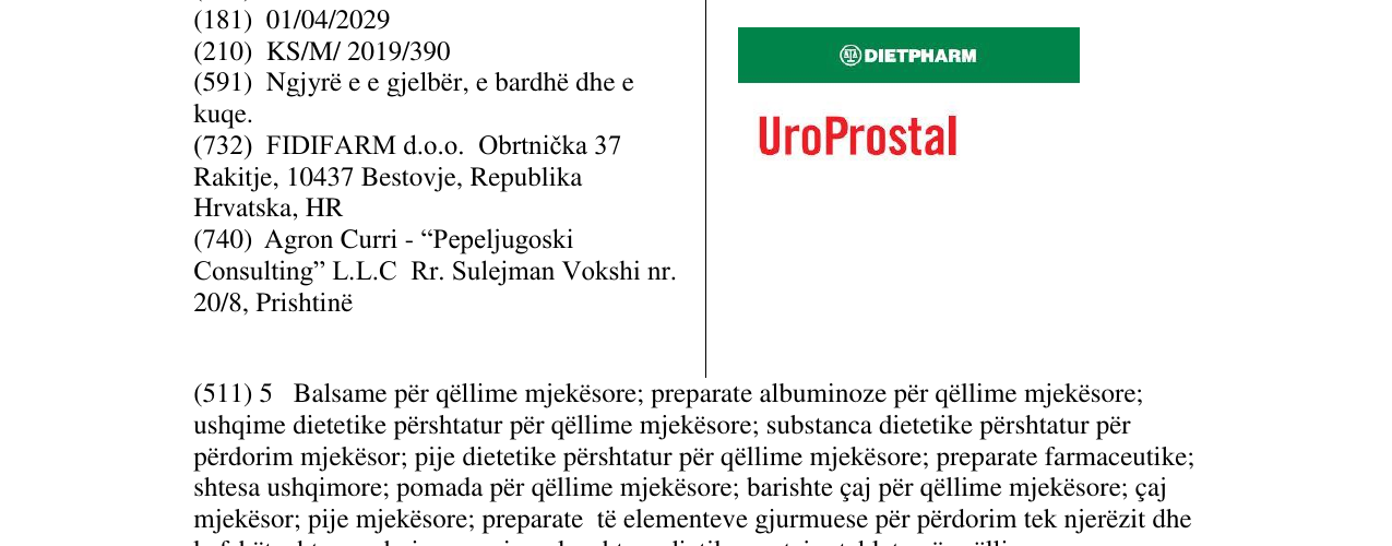 Zëri i markës UroProstal në buletin