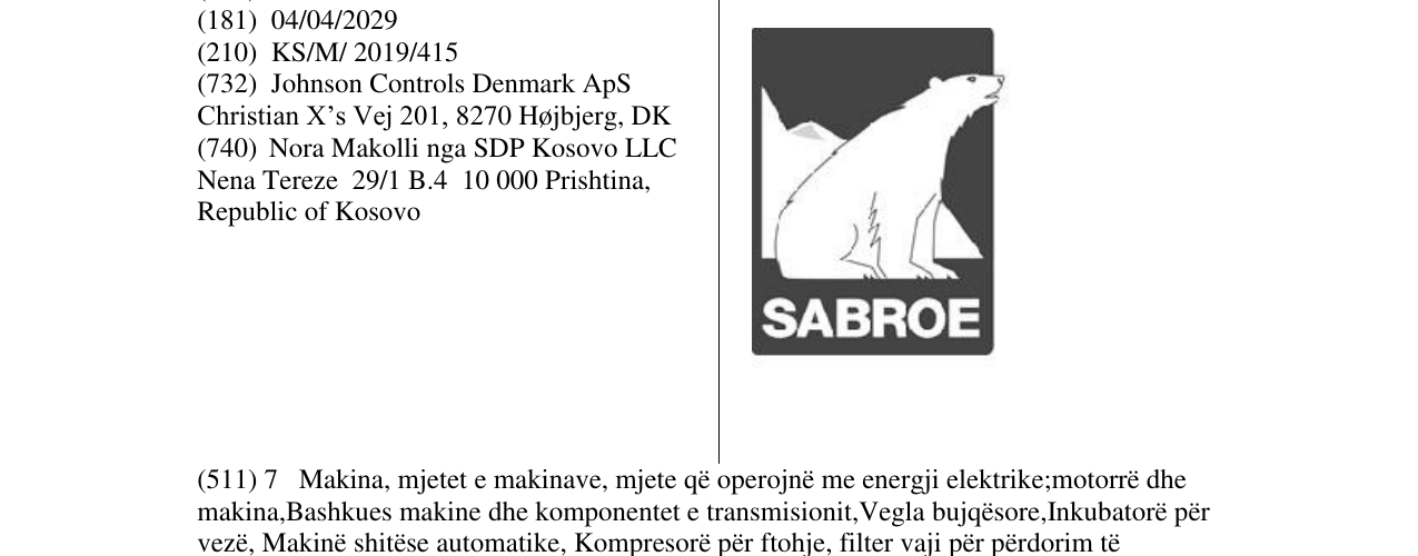 Zëri i markës SABROE në buletin