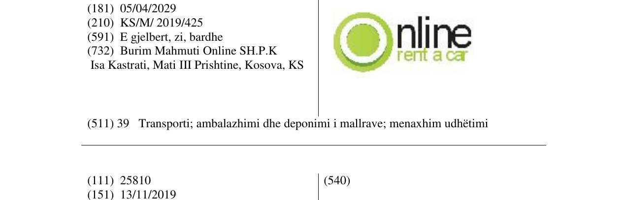 Zëri i markës online rent a car në buletin