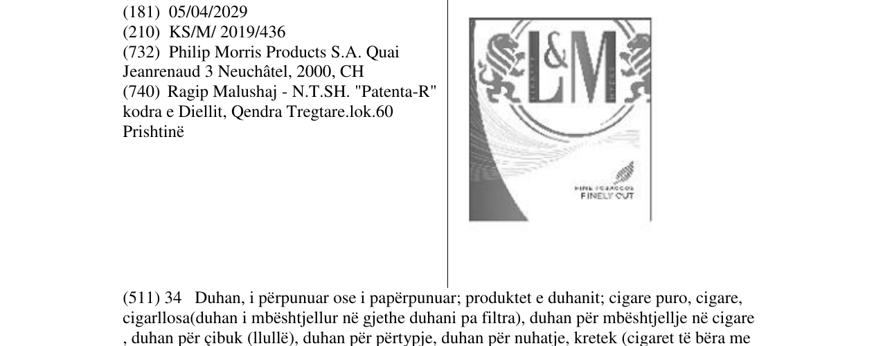 Zëri i markës L & M në buletin