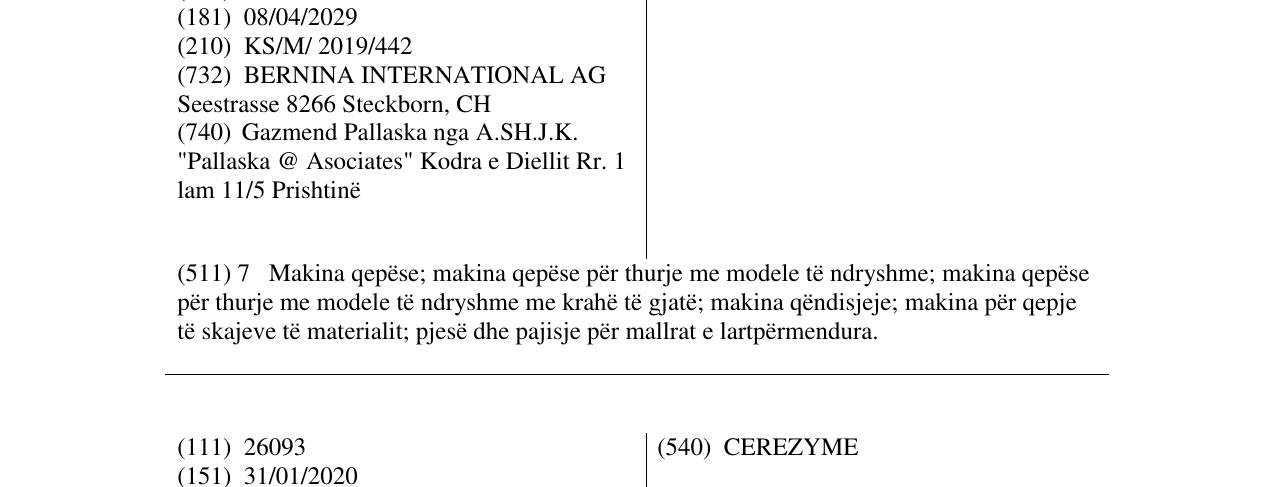 Zëri i markës BERNETTE në buletin