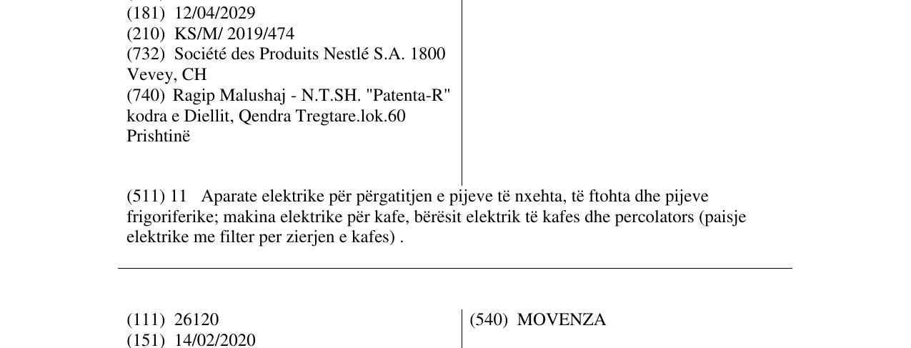 Zëri i markës JOVIA në buletin
