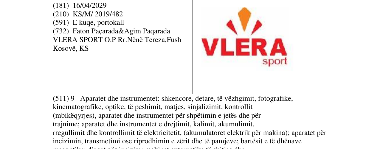 Zëri i markës VLERA sport në buletin