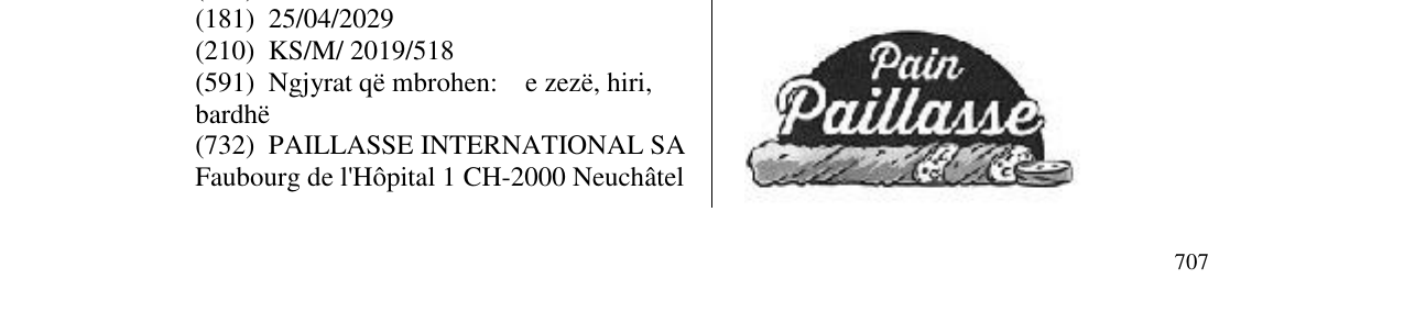 Zëri i markës Pain Paillasse në buletin