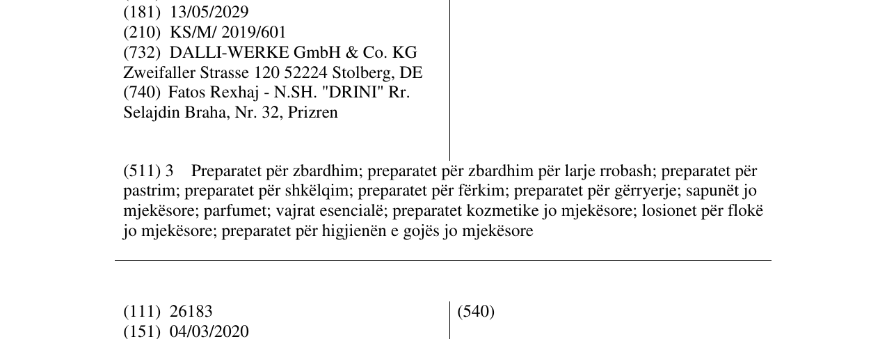 Zëri i markës DALLI në buletin
