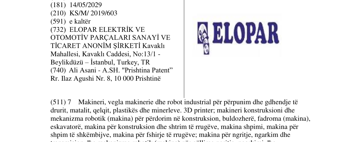 Zëri i markës ELOPAR në buletin