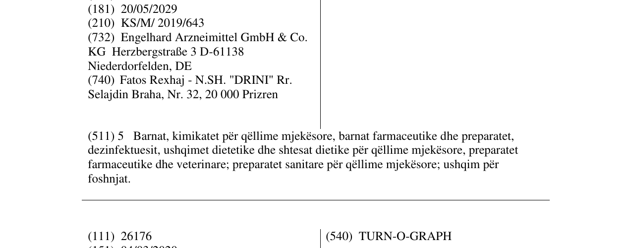 Zëri i markës EA 575 në buletin